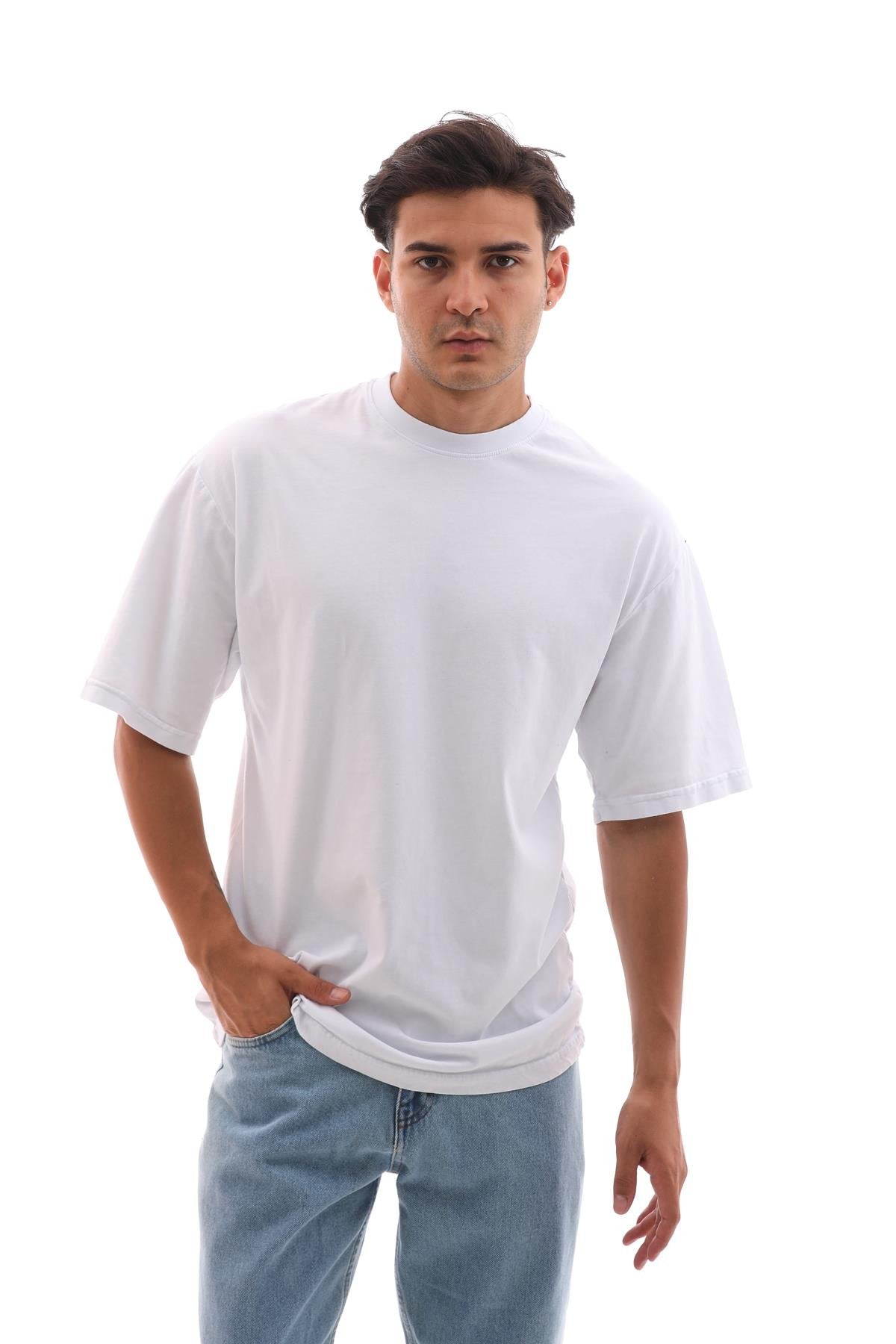 Orta Gramajlı Beyaz Oversize T-Shirt