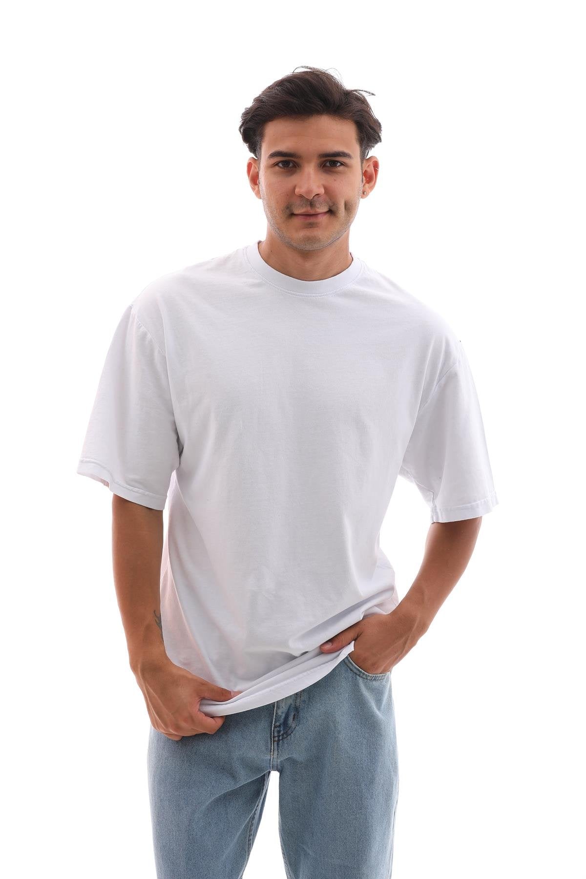 Orta Gramajlı Beyaz Oversize T-Shirt