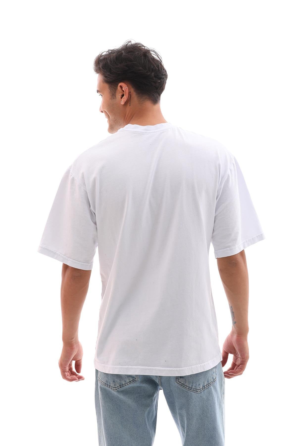 Orta Gramajlı Beyaz Oversize T-Shirt