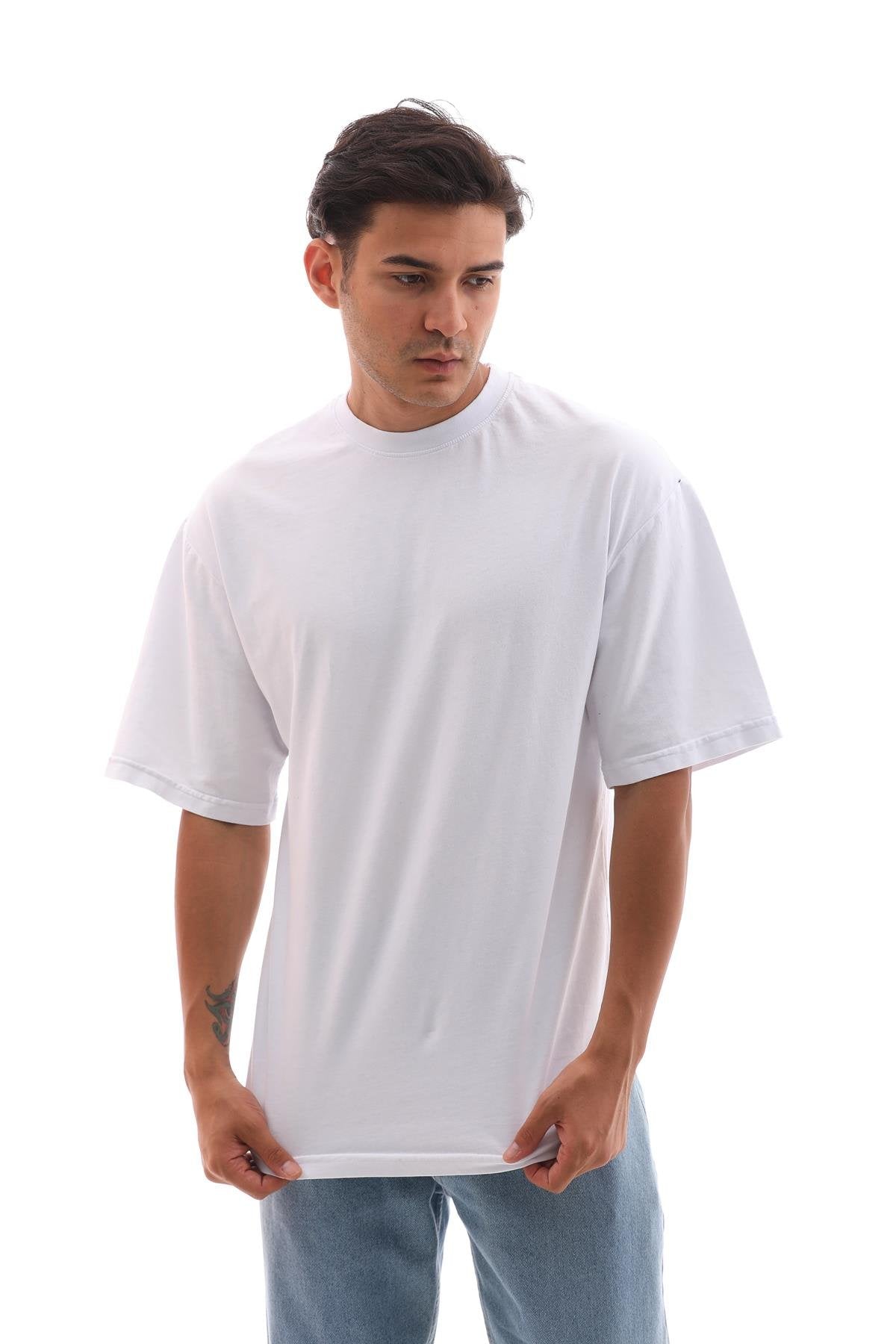 Orta Gramajlı Beyaz Oversize T-Shirt