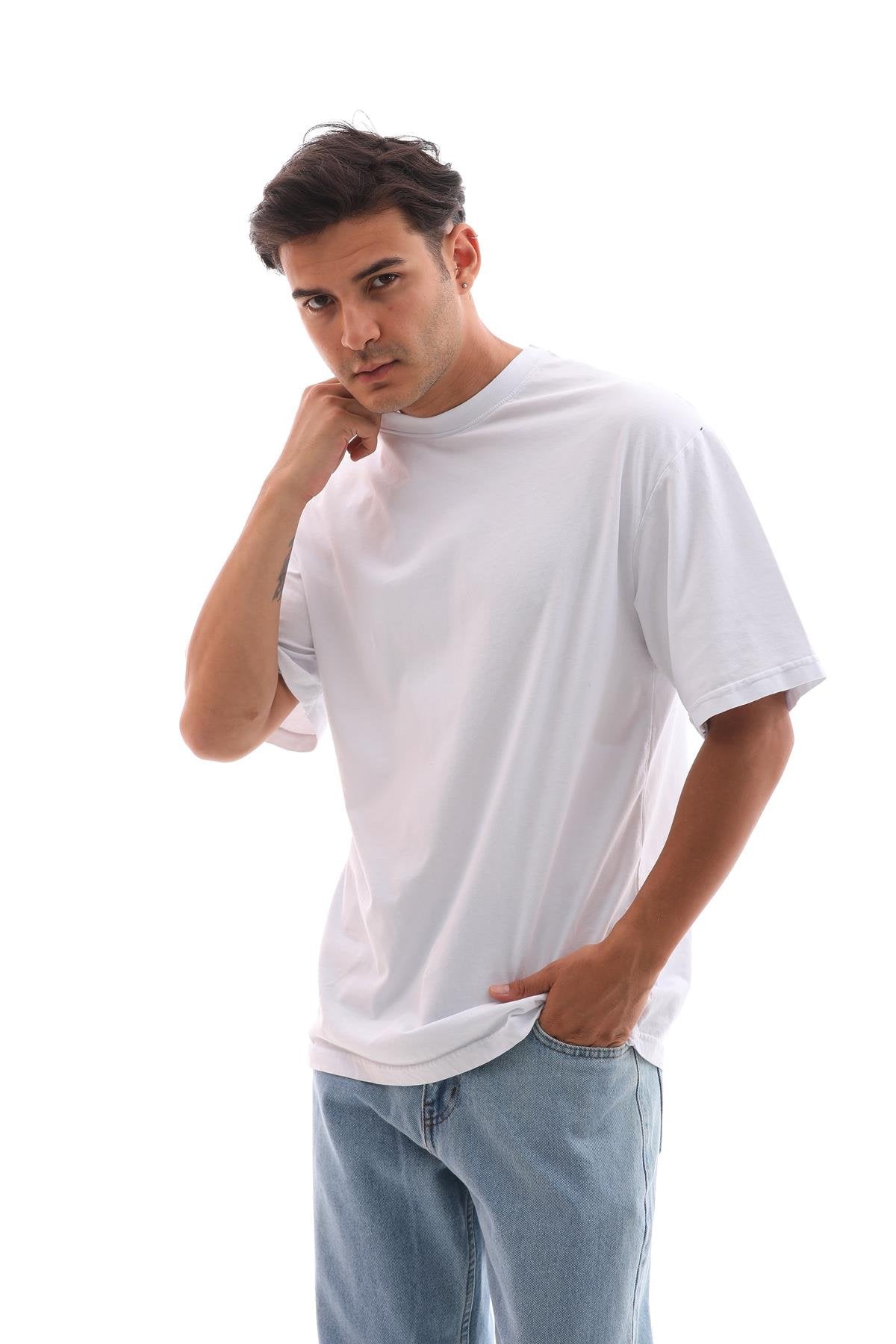 Orta Gramajlı Beyaz Oversize T-Shirt